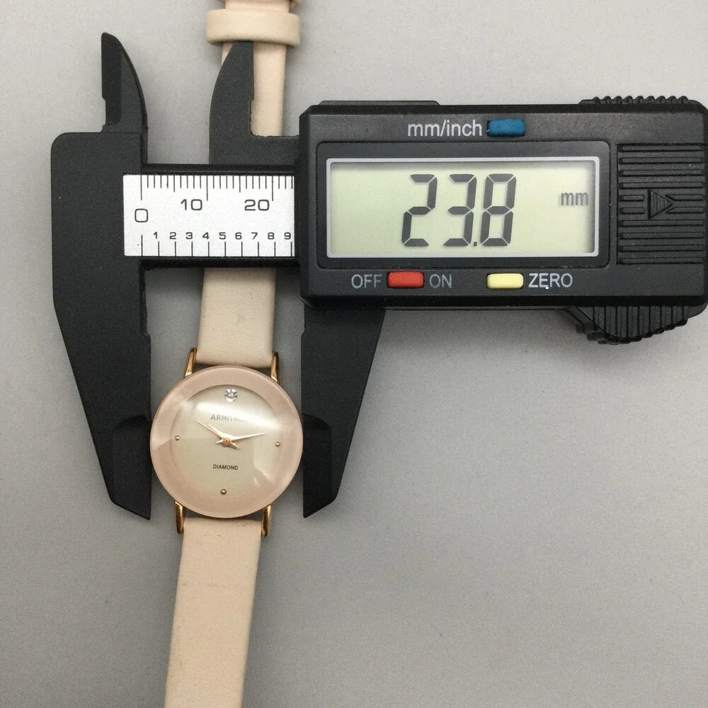Armitron Diamond Womens Watch 24mm Gold Tone Beige Leather Band New Battery